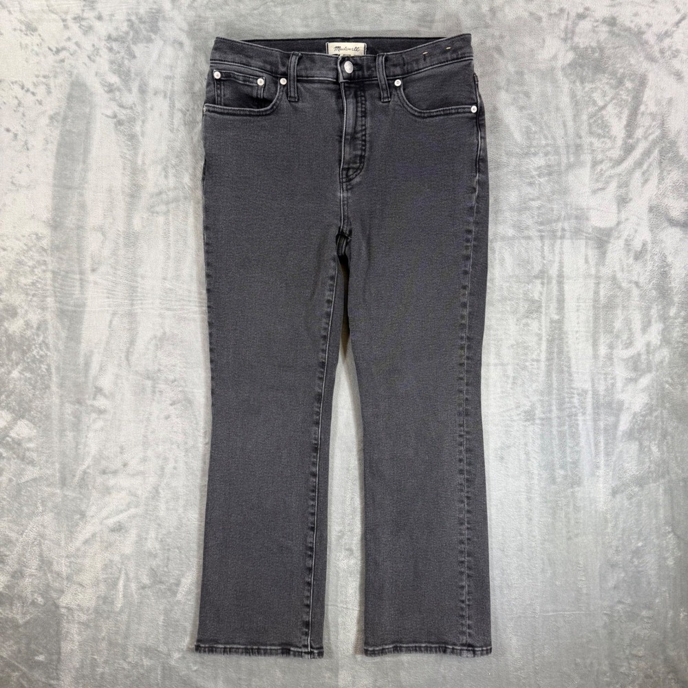 Madewell Mid Rise Kick Out Jeans Women's Size 28 Dark Gray Denim Pants Bootcut